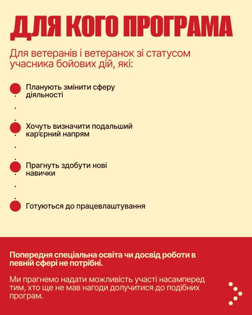 Стартував набір на Veterans Career Boost — програму професійного перезавантаження для ветеранів і ветеранок