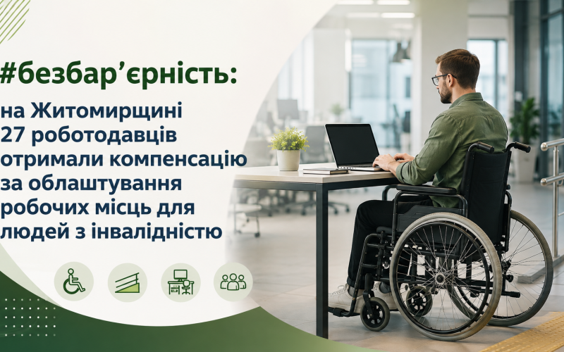 #безбар’єрність: на Житомирщині 27 роботодавців отримали компенсацію за облаштування робочих місць для людей з інвалідністю